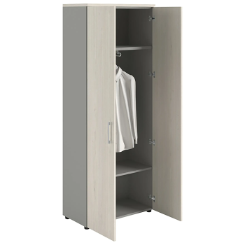 Шкаф NW 2080L гардеробный закрытый белое дерево/серый